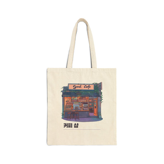 Seoul Coffee Shop Canvas Cotton Tote Bag