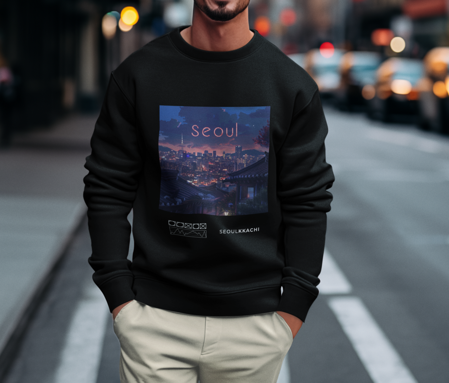 Seoul Night Skyline Unisex Sweater